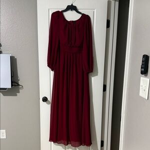 Elegant Long Sleeve Burgundy Dress